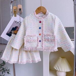 Multicolor Kids Jacket & Skirt Set